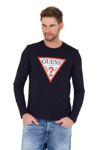 GUESS Tmavomodrý longslevee Original Logo Tee XXL