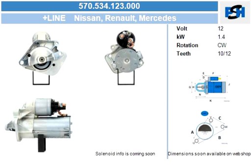 570.534.123.000 - Стартер bv psh стартер renault 1,4 квт