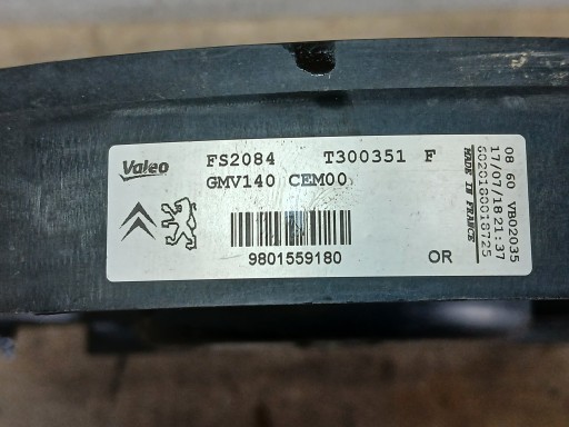 ventilátor chladiča Obal PEUGEOT 208 CITROEN C3 9801559180