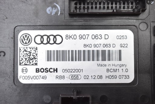 Unité commande confort 8K0907063D AUDI A4 B8 2.0 TDI 143 KM 07-11