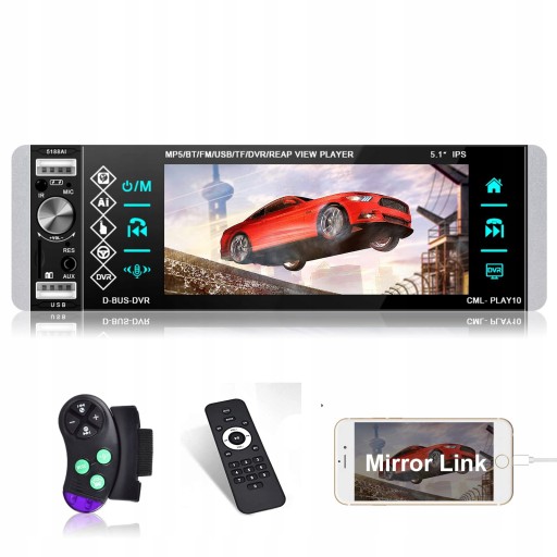 АВТОМОБИЛЬНЫЙ РАДИОПРИЕМНИК BLUETOOTH 1-DIN USB AUX SD ПУЛЬТ ДИСТАНЦИОННОГО УПРАВЛЕНИЯ