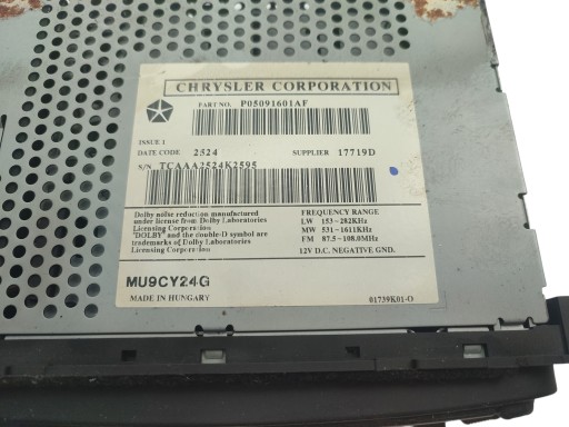 RADIO CD KASETA CHRYSLER PT CRUISER VOYAGER IV P05091601AF
