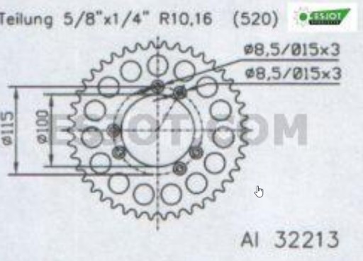 51-32213-42 - Звездочка esjot задняя 42 GAS GAS 300 EC Enduro 99-01