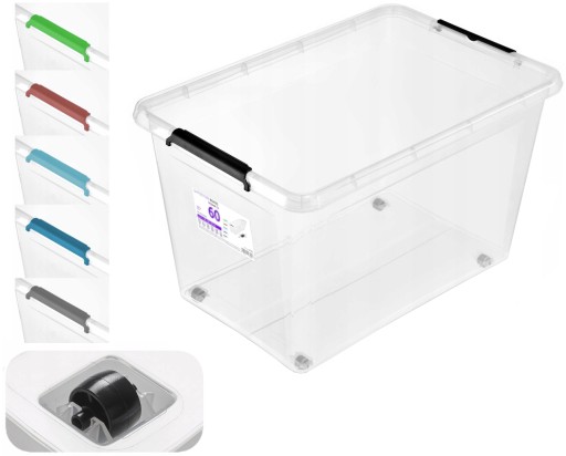 Pojemnik plastikowy 60L z pokrywką organizer pudełko skrzynia box kosz
