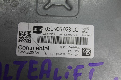 computer of the engine 03L906023LG ALTEA 1.6 TDI 09-15