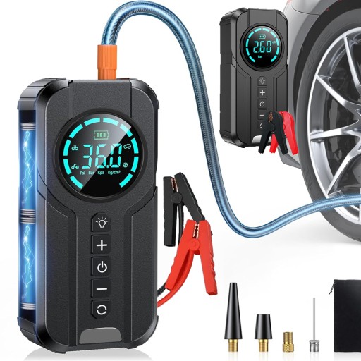 УСТРОЙСТВО АВТОЗАПУСКА POWERBANK АВТОМОБИЛЬНЫЙ КОМПРЕССОРНЫЙ НАСОС С ЖК-дисплеем 1000А