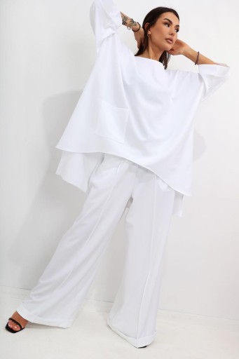Plátené tunikové šaty PostCode Miss City Official biela