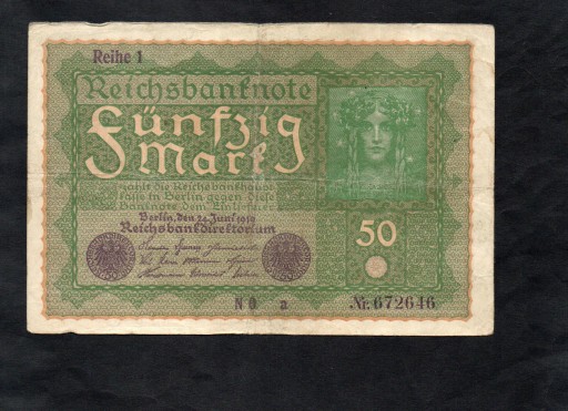 BANKNOT NIEMCY -- 50 marek -- 1919 rok