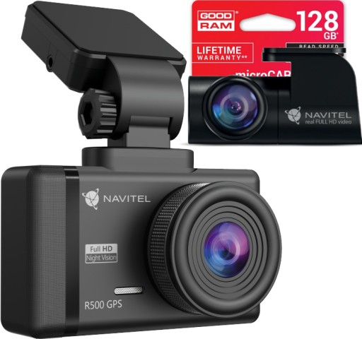 Навітел R500 GPS автореєстратор + задня камера + карта 128 ГБ КОМПЛЕКТ