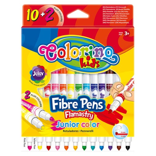 COLORINO JUNIOR FLAMASTRY 12 KOL 2 KOLORY FLUO