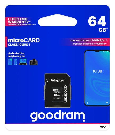Pamäťová karta GOODRAM micro SD SDXC 64GB + ADAPTÉR