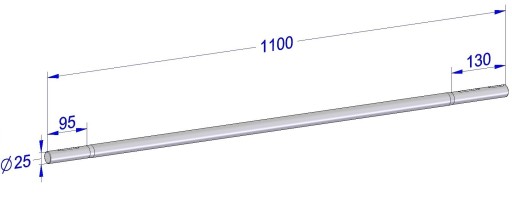 C104.04.06.00 - Горизонтальний вал рами FI 25 1.85 M C104. 04. 06. 00
