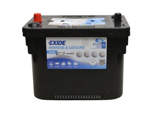 Exide dual agm marine ep450 12в 50ah 750a ep 450
