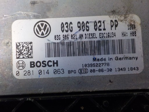 VW computer control unit 03G906021PP 0281014063