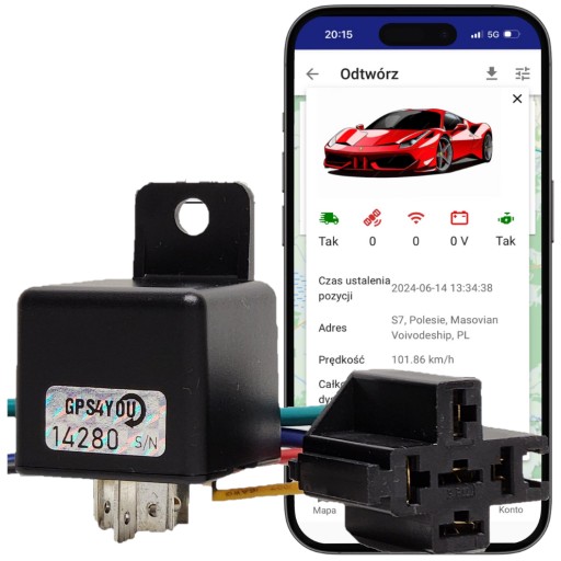 GPS-трекер автомобіля автомобіля прихований в реле без підписки