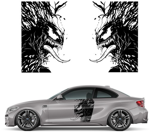 2X наклейка на автомобиль VENOM тема 91X125 см