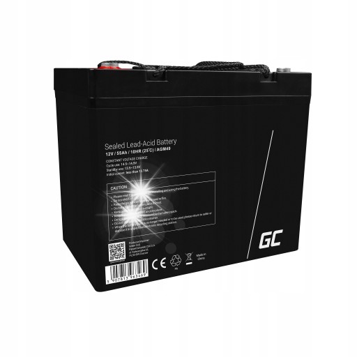 Agm акумулятор vrla 12v 55ah човни сонячні батареї інвалідні візки ups зелений елемент