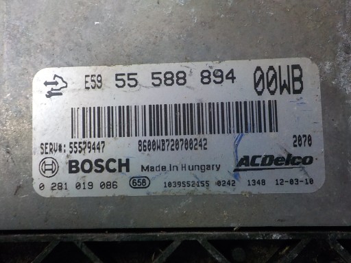 OPEL ordinateur unité de commande électronique uce 55588894 0281019086 00WB