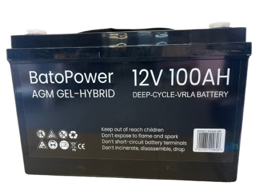 Необслуживаемый аккумулятор agm-gel hybrid 12в 100ач для лодки, понтона, кемпера