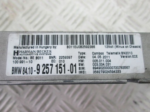 BMW F10 F25 F01 F30 modulo COMBOX TELEMATIK