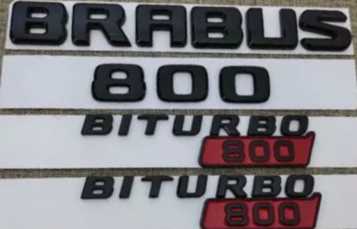 B800S - BRABUS 800 емблема значок напис чорний (комплект з 4)