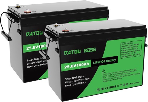 2 шт., 24 в, 100 ач, аккумулятор bms lifepo4 с глубокими циклами