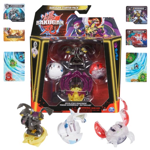 BAKUGAN 3.0 FIGÚRKY BOJOVÉ ŠTARTOVACIA SADA DRAGONOID HAMMERHEAD BUTTERCLAW