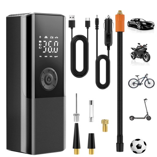 БЕЗДРОТОВИЙ АВТОМОБІЛЬНИЙ КОМПРЕСОР ЕЛЕКТРИЧНИЙ НАСОС LCD POWERBANK ВЕЛОСИПЕД