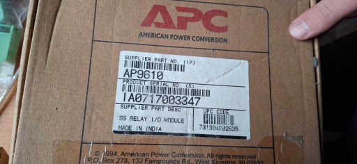 Релейний модуль вводу/виводу apc ap9610, карта смарт-слота