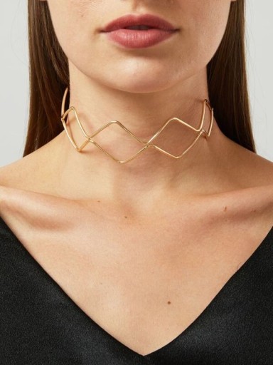 Naszyjnik sztywny szeroki choker z wycięciami