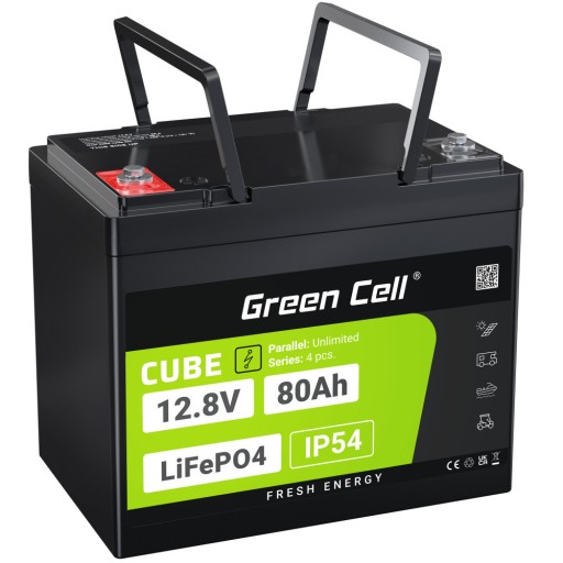Green cell cube lifepo4 акумулятор 80ah 12.8v для кемпера ip65