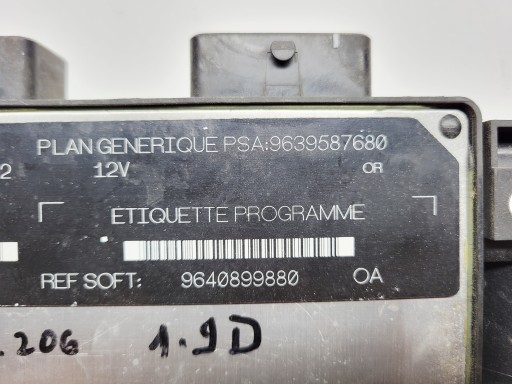 computer control unit of the engine PEUGEOT 206 1.9D 9639587680 9640899880