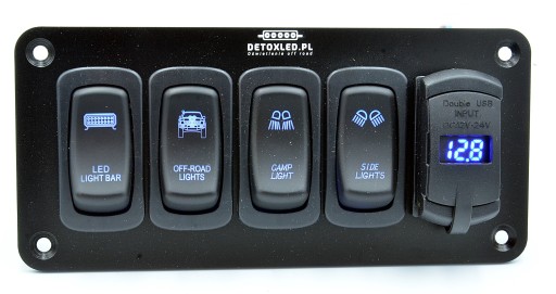 DXS4-VOL-2USB-QC3.0 - Панель управління carling 4 вольтметр зарядний пристрій