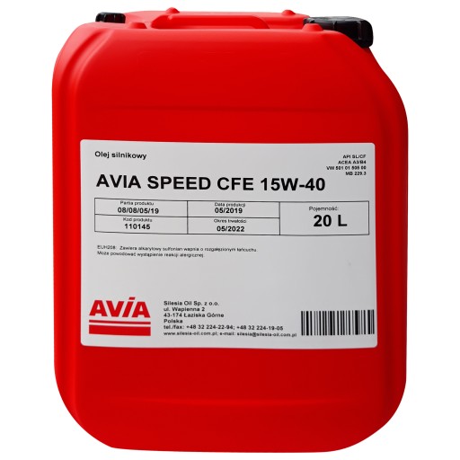 AVIA SPEED CFE МОТОРНА МАСЛА 15W-40 20л 15W40