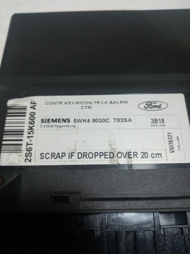 komfortsteuergerät FORD FIESTA MK 6 SIEMENS 2S6T-15K600-AF