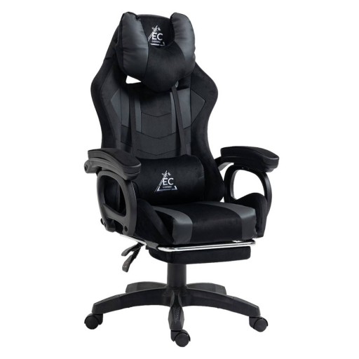 eCarla Fotel gamingowy Ec Gaming ekoskóra czarny 61x116-123 cm