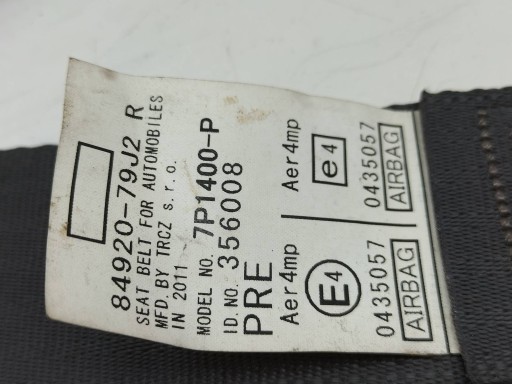 tension belt safety right front of the passenger Suzuki SX4 and (2006-2013)