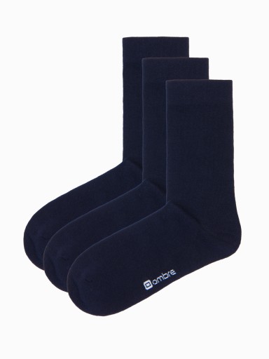 Dlhé pánske ponožky 3-pack tmavomodré V1 OM-SOLS-0101 one size