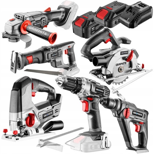 Набор электроинструментов 18V 2ah 4AH GRAPHITE 9 elem