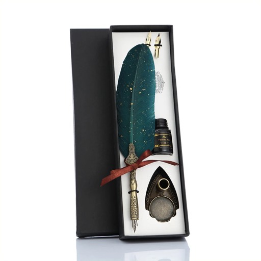 Calligraphy Feather Dip Pen with 2 Nib Set Quill Fountain Writing Pens