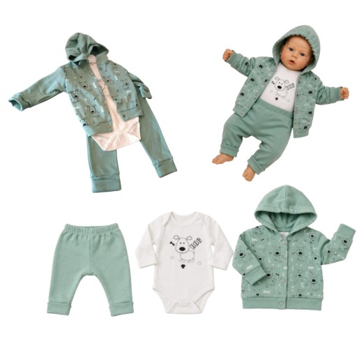 Komplet dres niemowlęcy bluza body spodnie