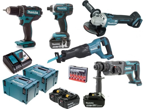 MAKITA комбо набор 5 инструментов 18V батареи 3 * 5ah