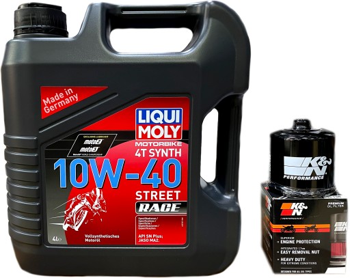 LIQUI MOLY 4T SYNTH 10W40 STREET RACE мотоциклетна олива + K&N FILTER