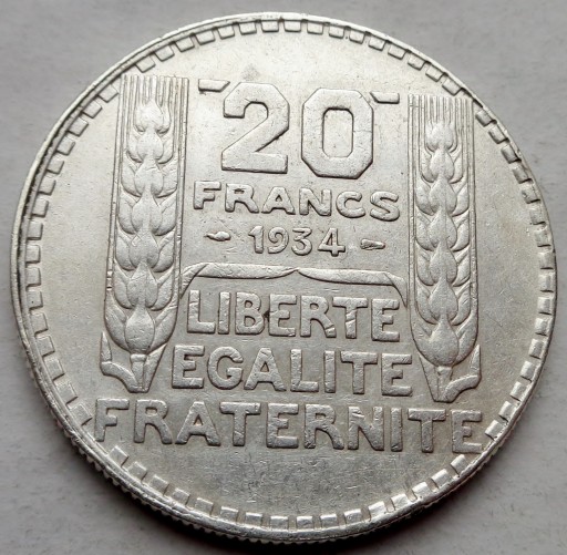 Francja - 20 franków - 1934 - srebro
