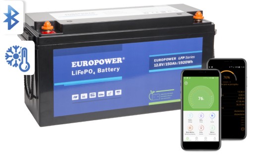 Літієва акумуляторна батарея lfp europower 150ah 12v bluetooth lfp12,8-150 bms