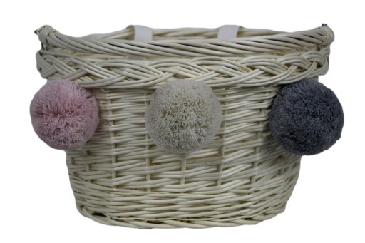 Плетений КОШИК ДЛЯ ВЕЛОСИПЕДА з помпоном.Дитячий КОШИК