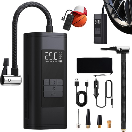 АВТОМОБІЛЬНИЙ ЕЛЕКТРИЧНИЙ НАСОС ДЛЯ ВЕЛОСИПЕДА POWERBANK 6000MAH 120W 12V LED