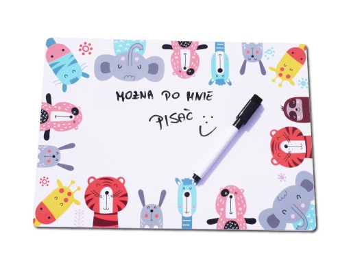 МАГНІТНА ДОШКА З ПРИНТОМ ТВАРИН + РУЧКА