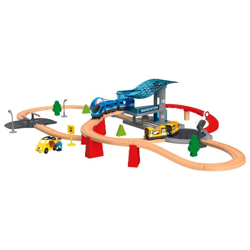 Drevený set Mestský expres s vláčikom PLAYTIVE 3+ Drevené dráhy