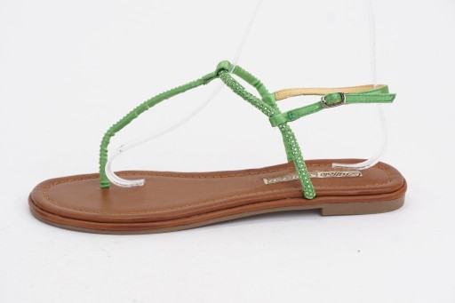 BUFFALO sandále jemné prúžky zelené zirkóny žabky veľ. 37